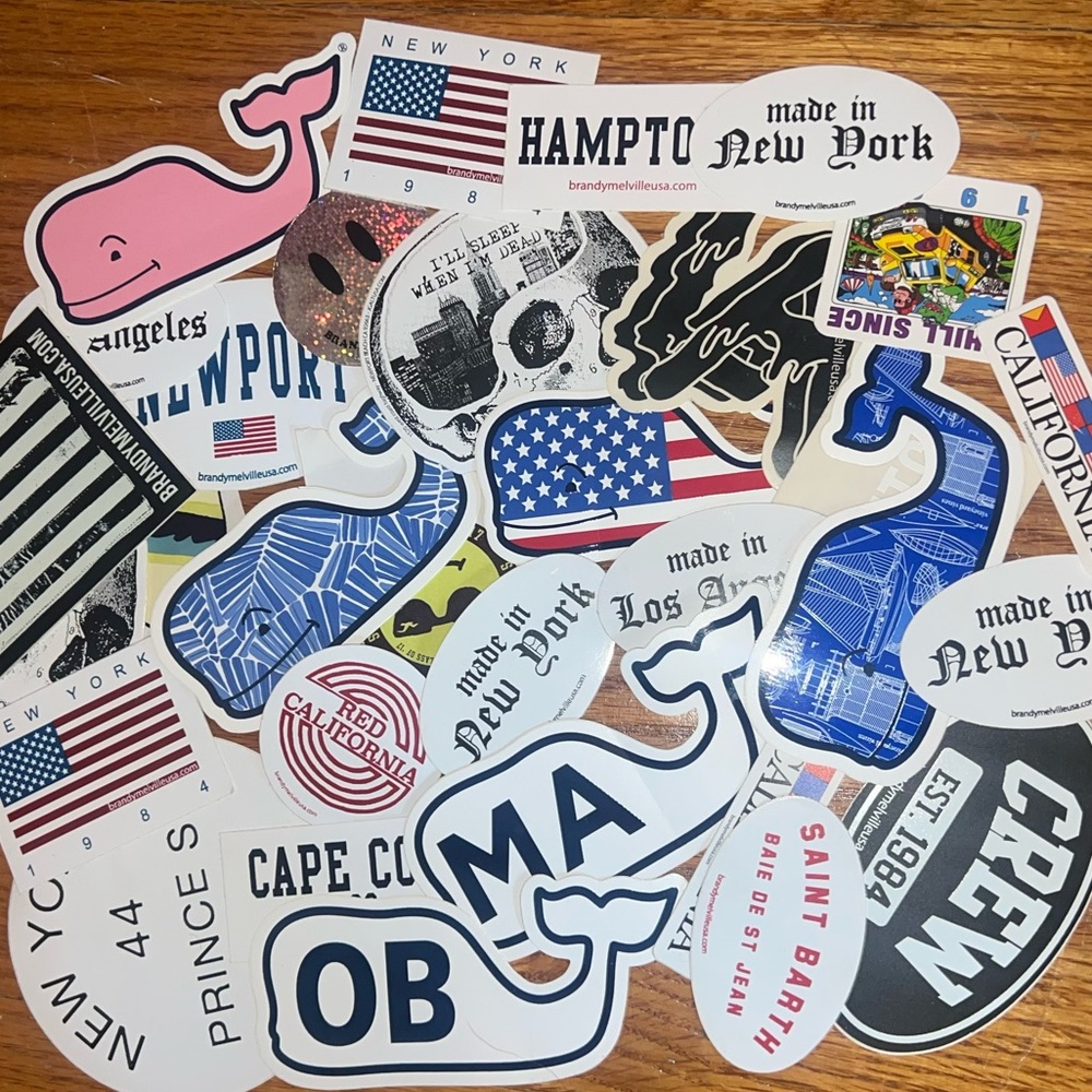 Vineyard vines, brandy Melville, Hollister stickers 30 count